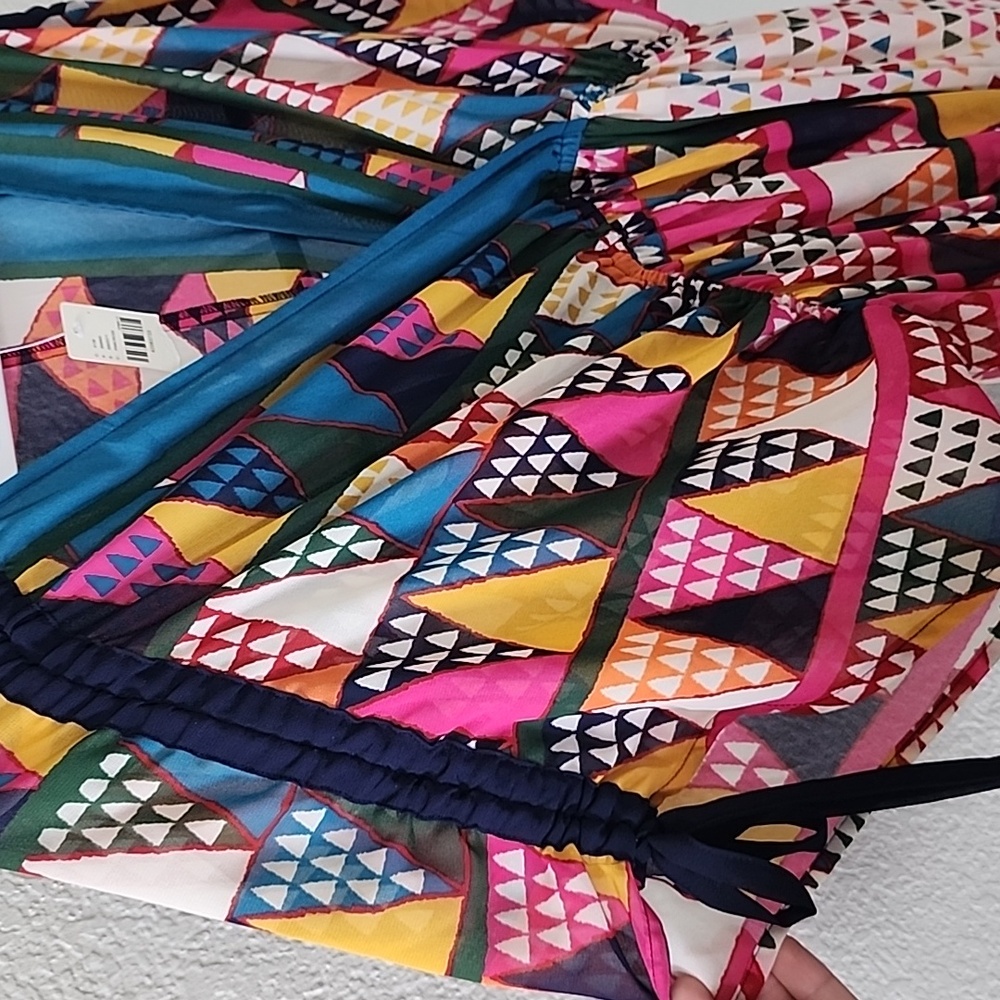 Anthropologie NWT Maeve Multicolor Geo-Printed Sheer Dress Size 6 - Picture 4 of 8